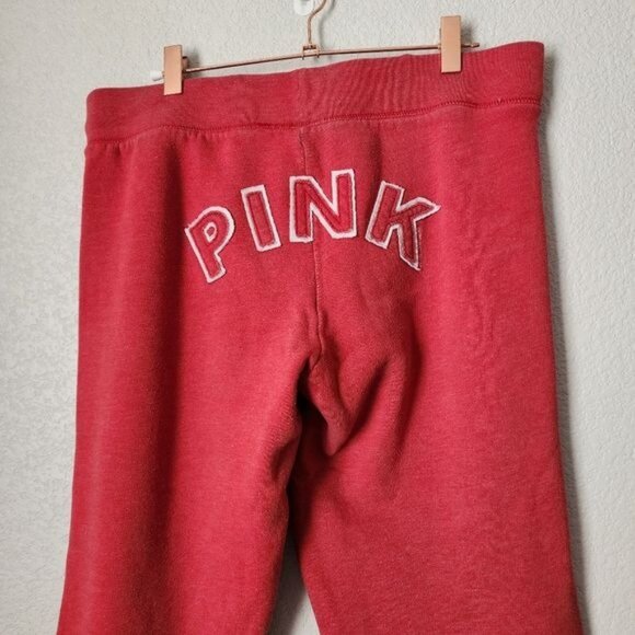 VS VINTAGE Y2K Pink Booty Logo Sweatpants in Red size M - Picture 4 of 9